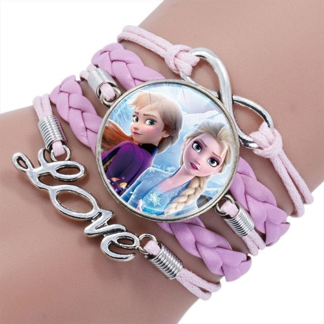 Elsa Anna Princess Beads Children's Necklace Bracelet Girls Birthday Party Gifts Pack Up Decorative Princess Dress Up
